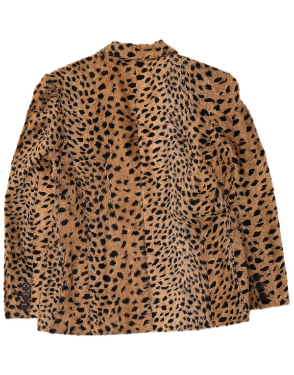 Jaqueta blazer feminina Kemper com 2 botões UE 38 bege médio estampa animal