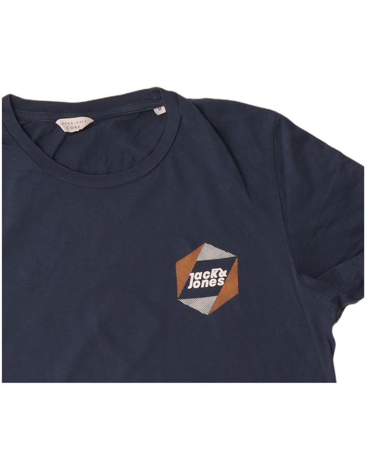 Camiseta masculina JACK & JONES de algodão azul marinho médio