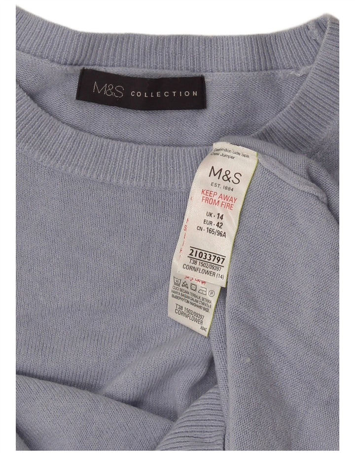 Suéter feminino Marks & Spencer com gola redonda Reino Unido 14 acrílico azul médio
