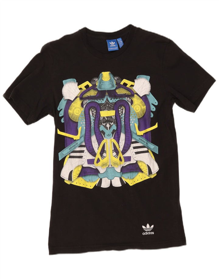 Adidas Mens Graphic T-Shirt Top Pequeno Algodão Preto