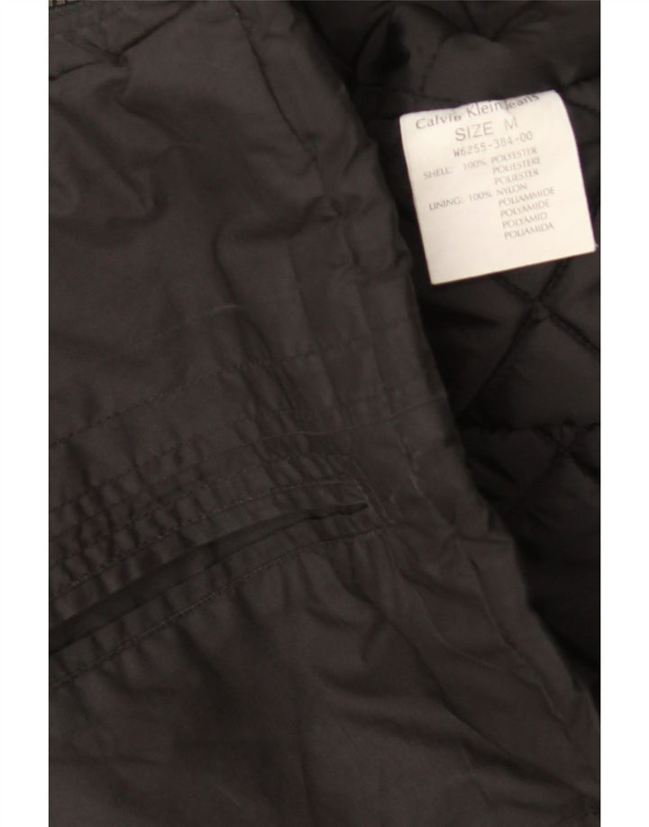Jaqueta acolchoada feminina Calvin Klein UK 12 poliéster preto médio