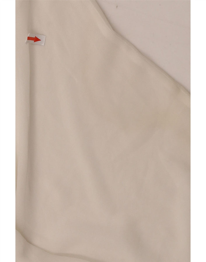 Zara blusa feminina manga 3/4 top UK 14 médio branco poliéster