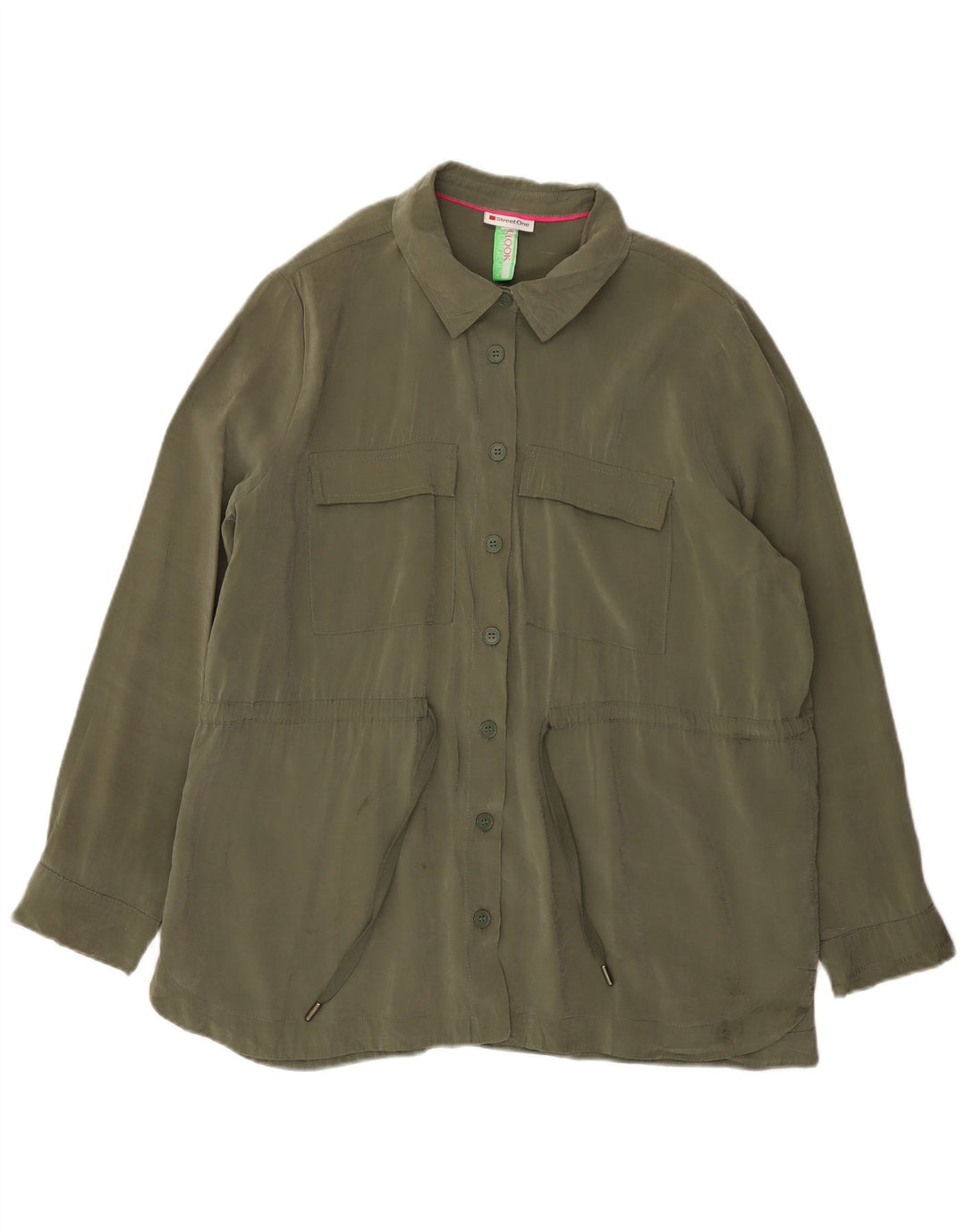 Blusa feminina Street One com camisa overshirt Reino Unido 20 2XL cáqui modal