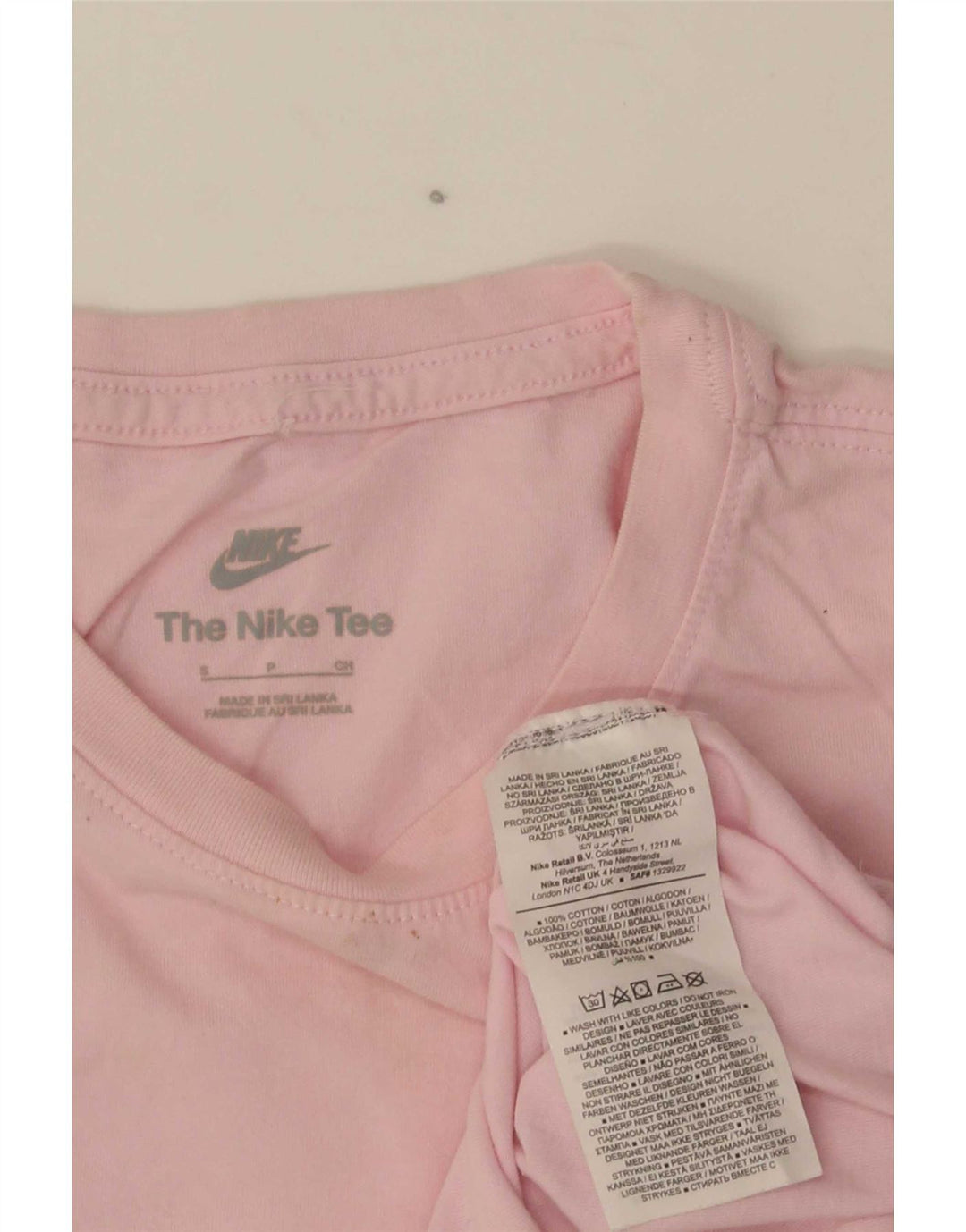Camiseta feminina Nike UK 10 pequena algodão rosa