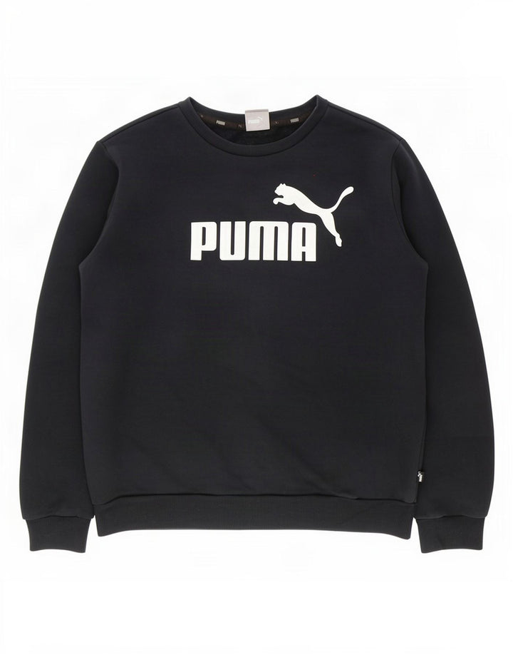 Puma Mens Graphic Moletom Jumper Médio Algodão Preto