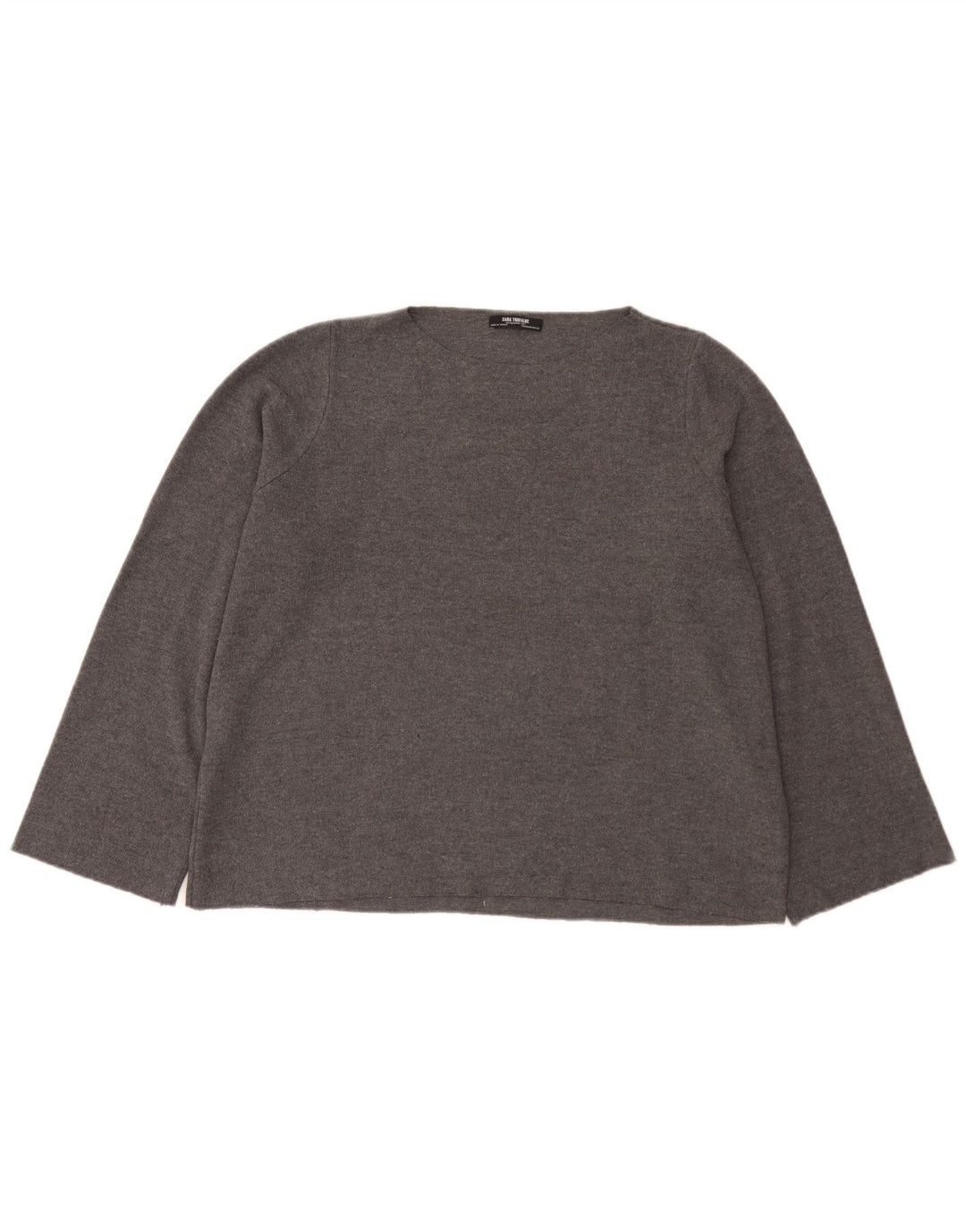 Zara Top feminino oversized manga comprida Reino Unido 14 cinza médio
