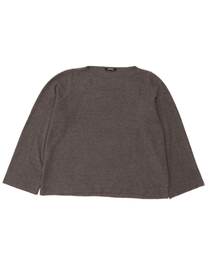 Zara Top feminino oversized manga comprida Reino Unido 14 cinza médio