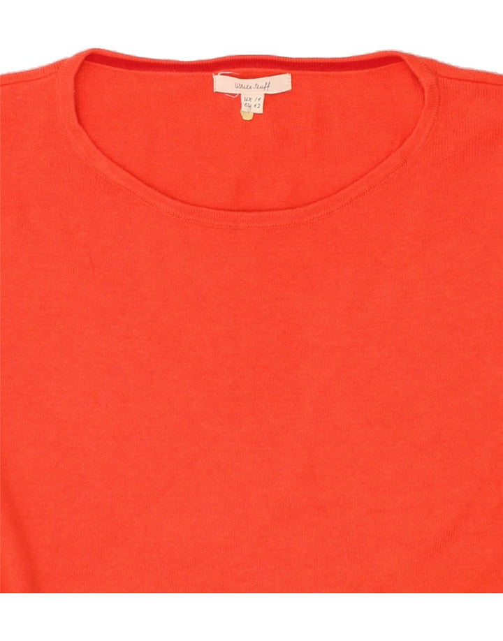WHITE STUFF Womens Boat Neck Jumper Sweater UK 14 Large  Orange Cotton Vintage White Stuff and Second-Hand White Stuff from Messina Hembry 