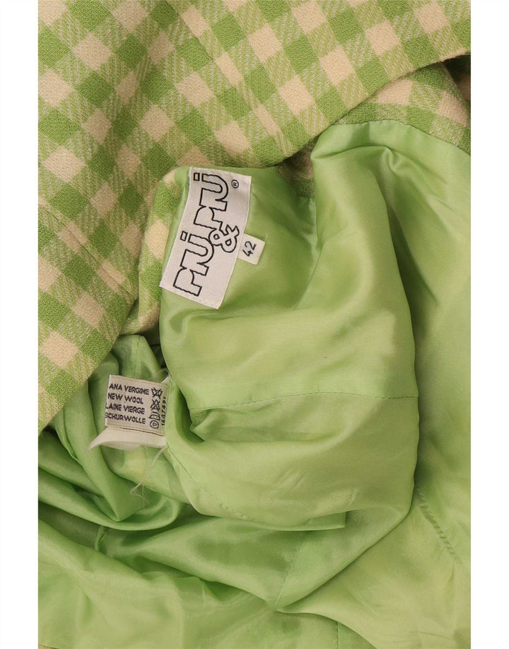 Piu & Womens 5 Button Blazer Jacket IT 42 Medium Green Gingham New Wool