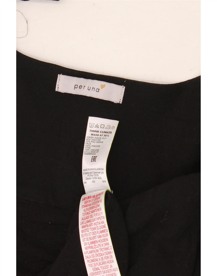 Marks & Spencer Womens Per Una Cardigan Top Reino Unido 12 Médio Preto Viscose