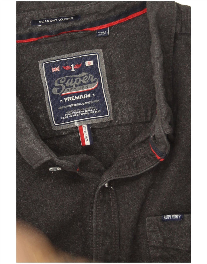Camisa masculina de flanela Superdry 2XL algodão cinza
