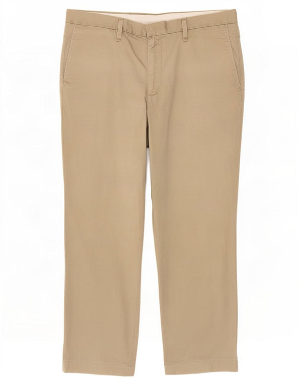 Calça chino reta masculina Marks & Spencer W38 L29 algodão bege