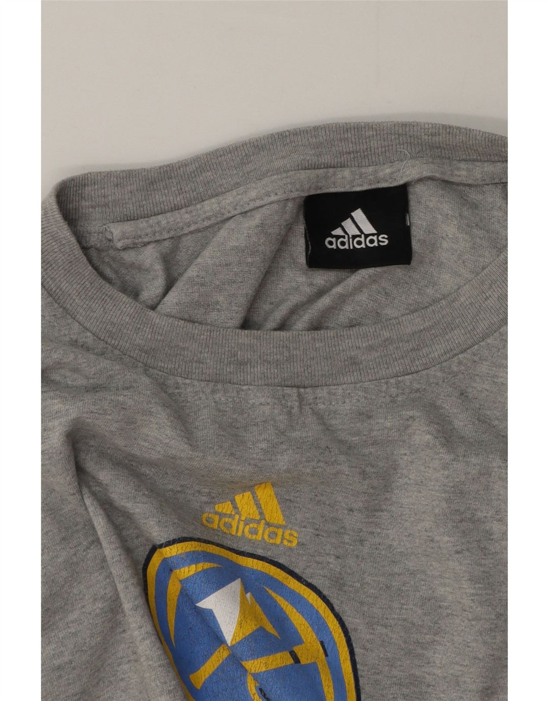 Adidas masculino Denver Nuggets gráfico top manga comprida cinza médio manchado