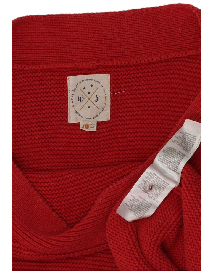 WHITE STUFF Suéter feminino com gola canoa Reino Unido 22 3XL algodão vermelho