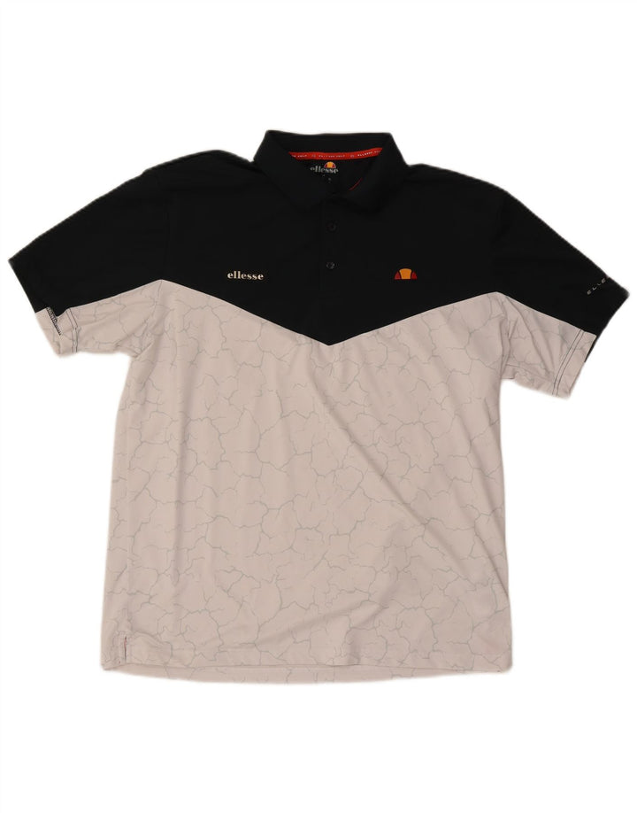 Camisa polo masculina Ellesse XL branca colorblock poliéster