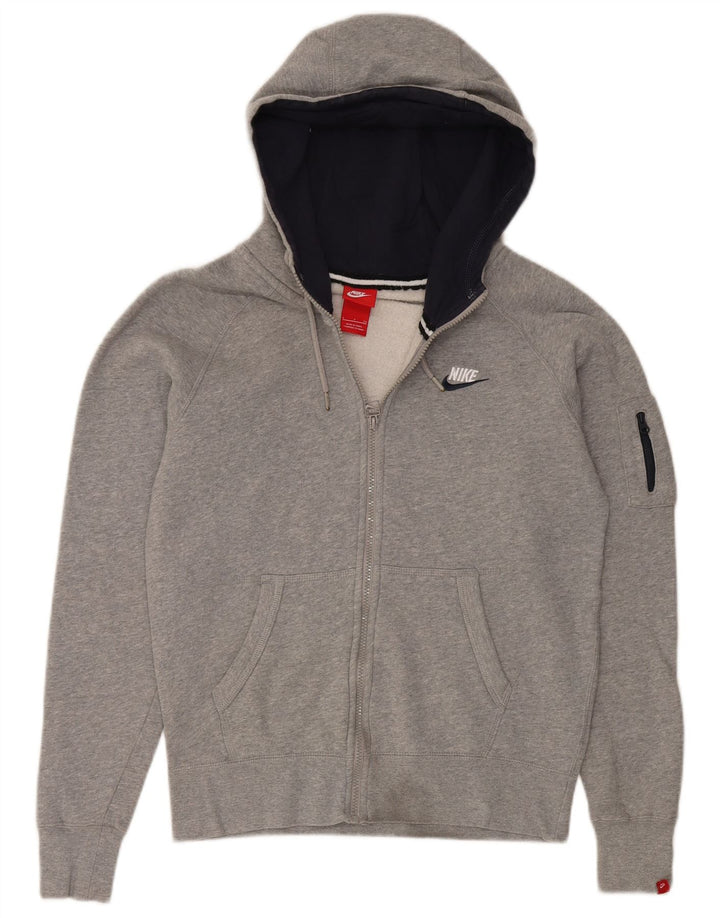 Suéter Nike masculino com capuz e zíper pequeno algodão cinza