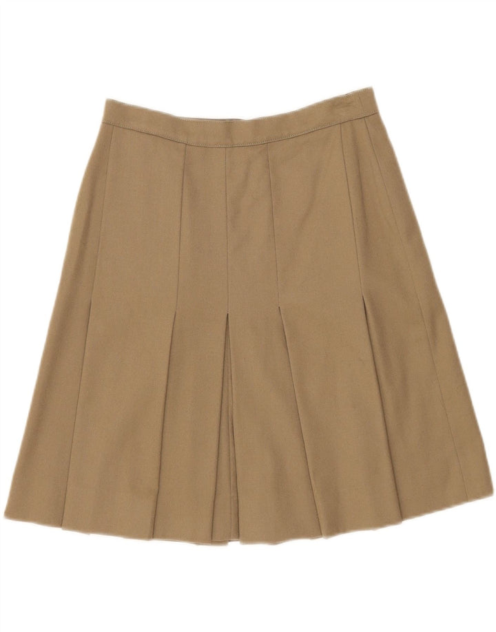 Saia plissada feminina vintage W26 pequena cáqui