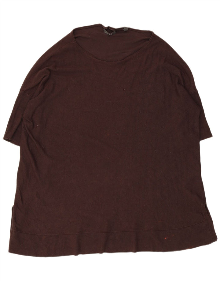 Camiseta feminina Esprit Longline oversized UK 18 XL marrom viscose