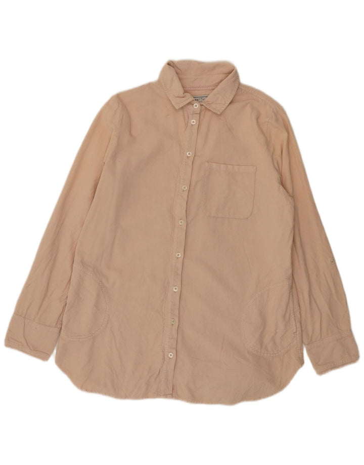 Camisa de veludo feminino Fat Face UK 12 algodão bege médio