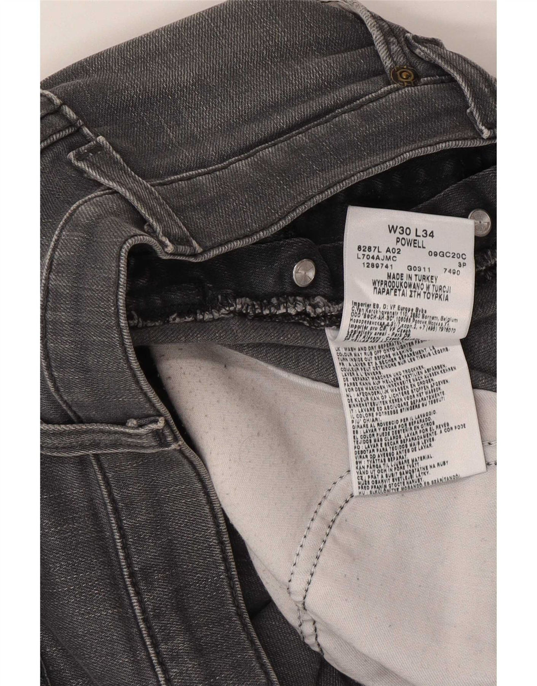 Lee Mens Powell Slim Jeans W30 L29 Algodão Cinza
