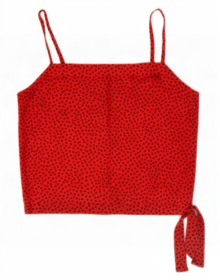 Top feminino vintage cropped UK 12 médio vermelho manchado