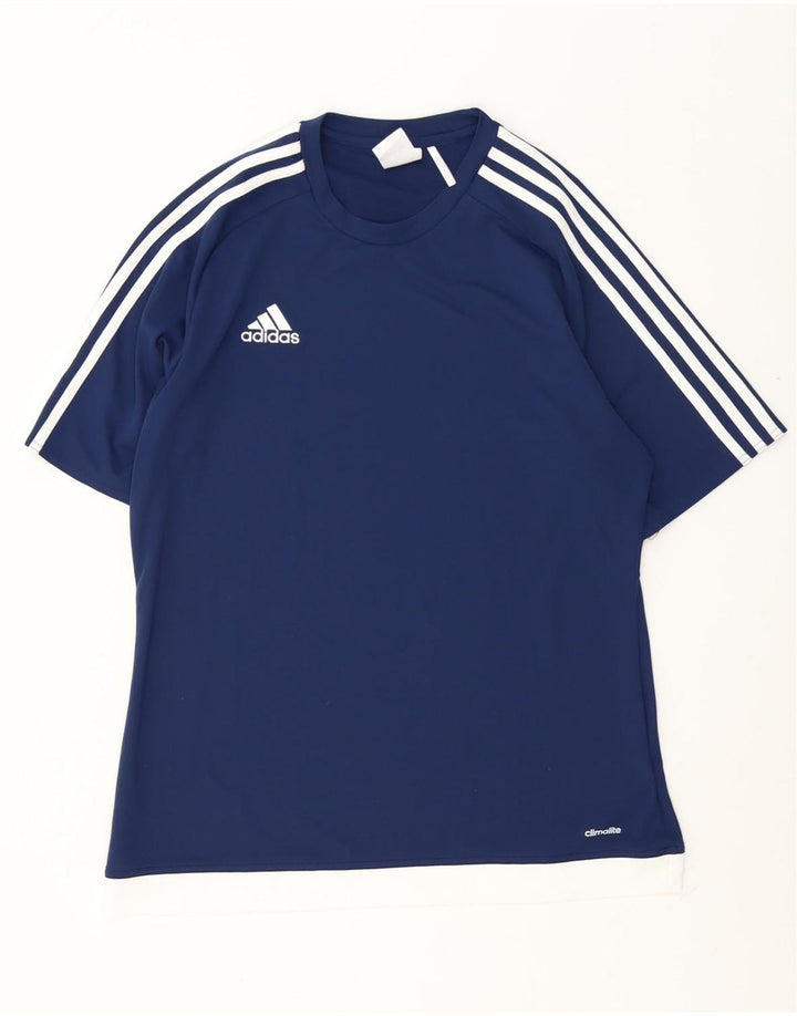 Camiseta masculina Adidas Climalite Top médio azul marinho poliéster