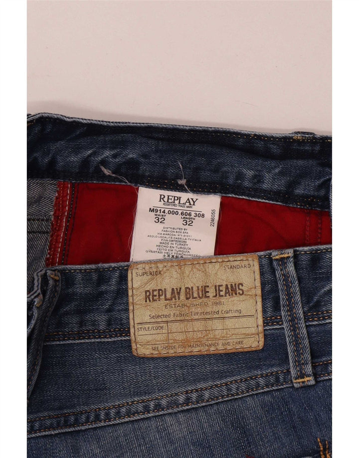 Replay Jeans Slim Masculino W32 L32 Azul Algodão