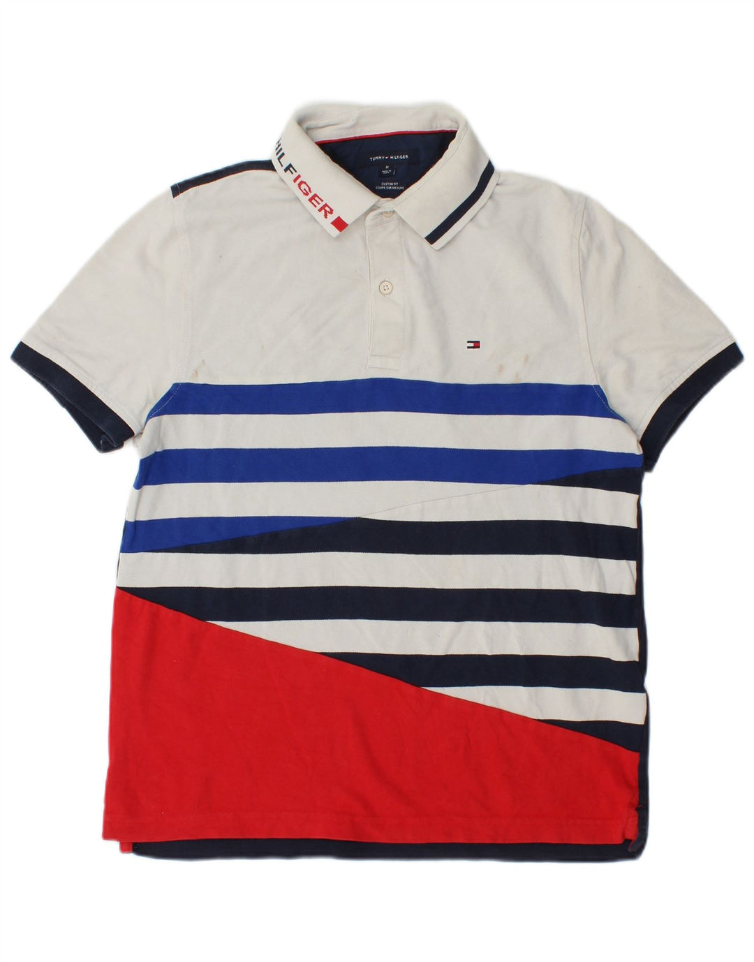 Camisa polo masculina Tommy Hilfiger gráfica média listrada multicolorida
