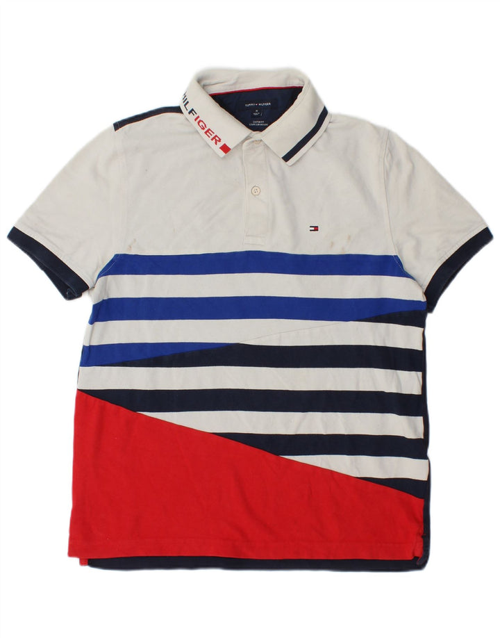 Camisa polo masculina Tommy Hilfiger gráfica média listrada multicolorida