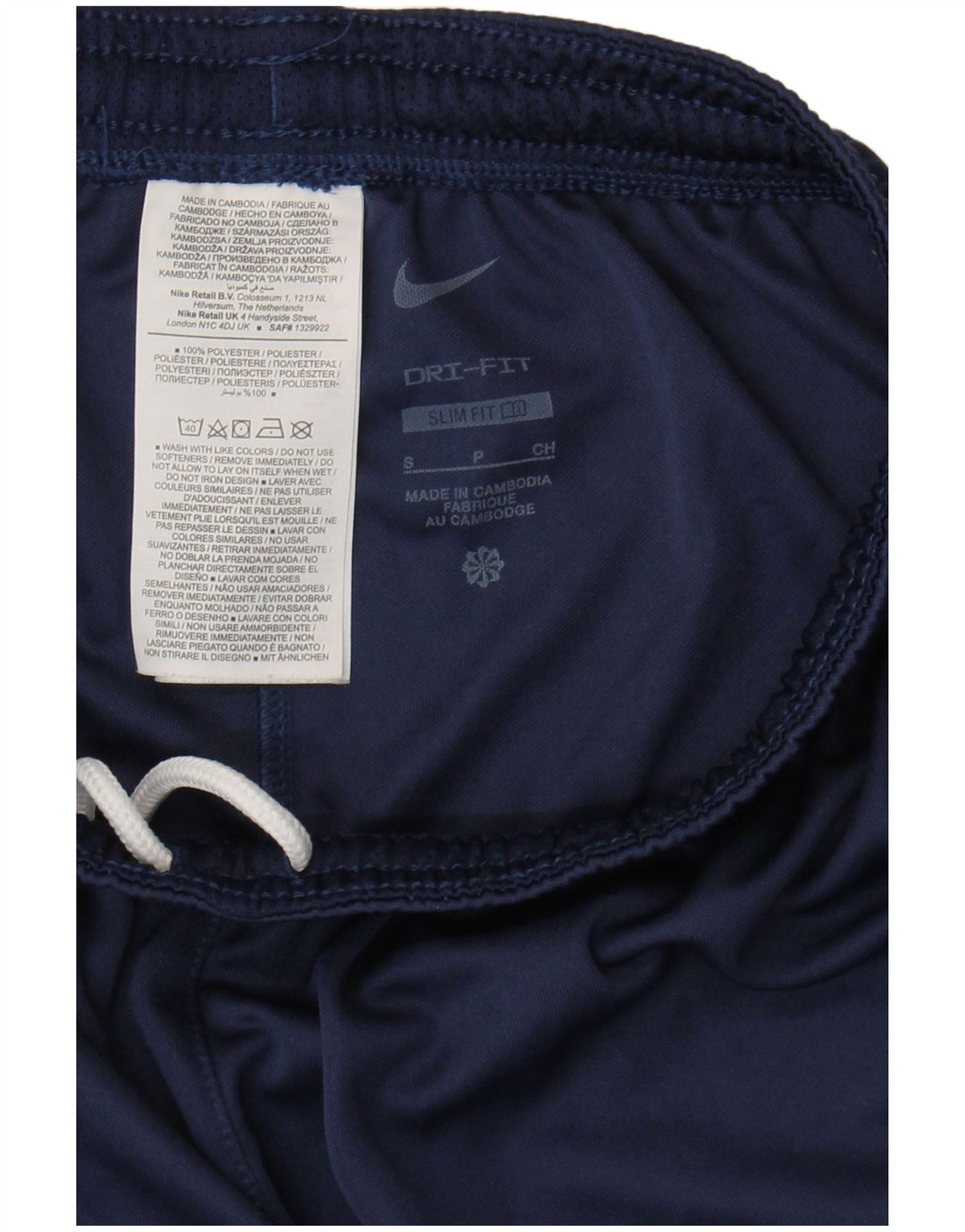 Shorts esportivos masculinos Nike Dri Fit Slim Fit pequenos poliéster azul marinho