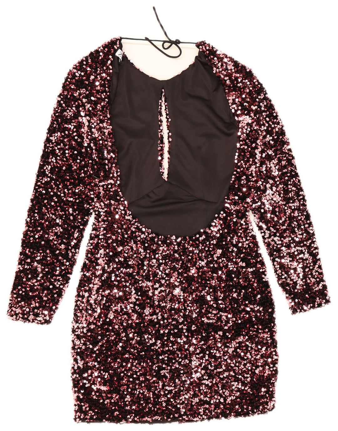 Vestido feminino Zara com bainha de manga comprida Reino Unido 8 pequeno poliéster rosa