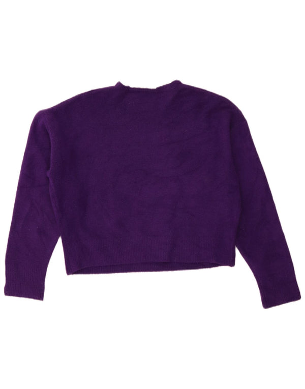 Suéter feminino Zara com gola redonda e gola redonda, Reino Unido 14 Médio Roxo