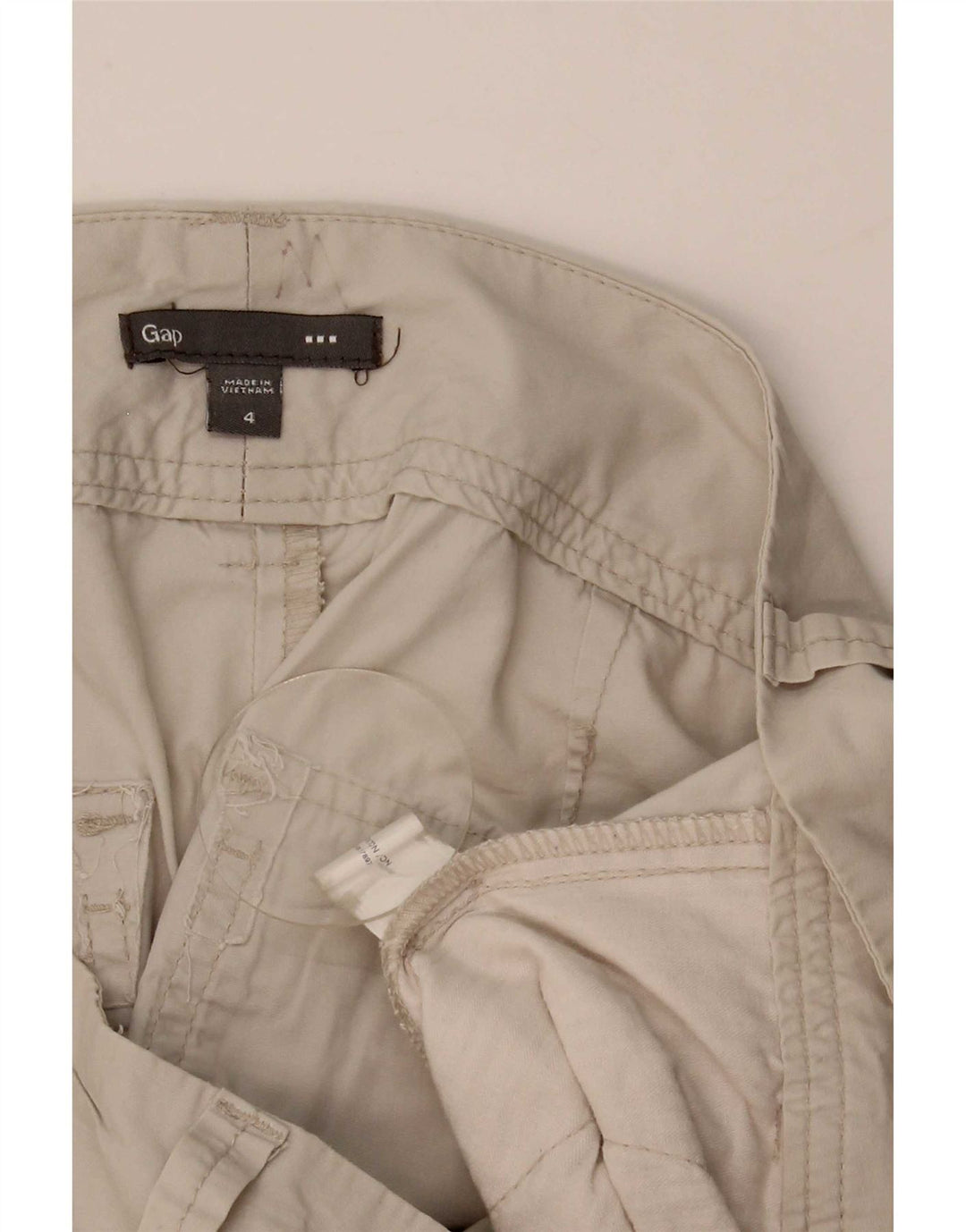 Shorts cargo feminino Gap US 4 pequeno W32 algodão bege
