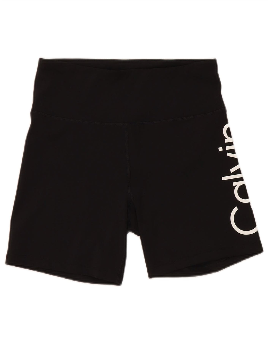 Shorts esportivos gráficos femininos Calvin Klein UK 12 poliéster preto médio