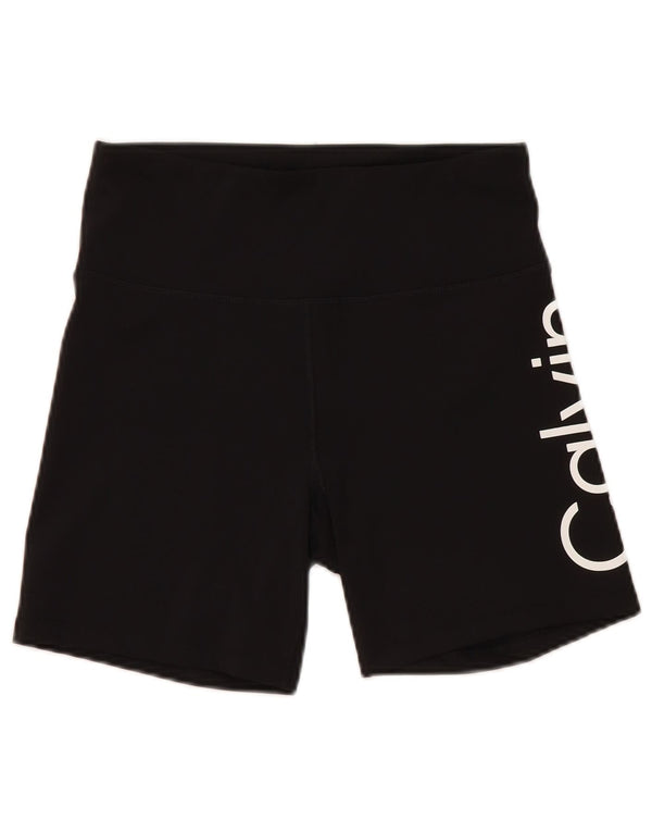 Shorts esportivos gráficos femininos Calvin Klein UK 12 poliéster preto médio