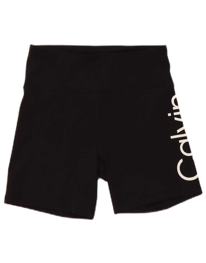 Shorts esportivos gráficos femininos Calvin Klein UK 12 poliéster preto médio