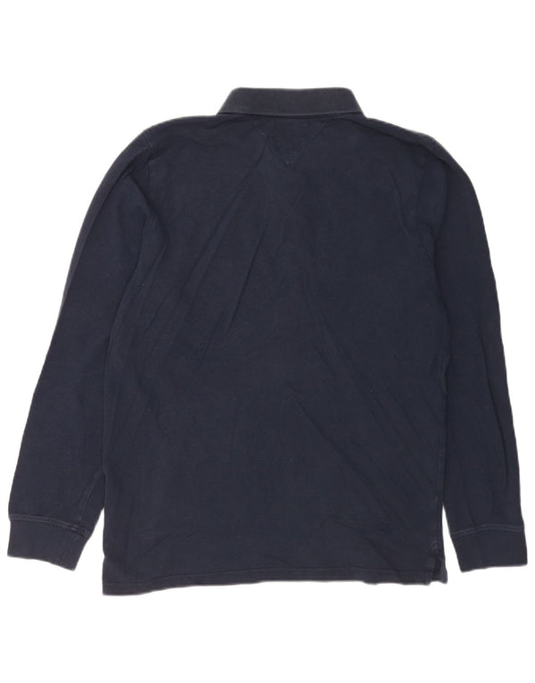 Camisa polo masculina de manga comprida Tommy Hilfiger de algodão azul marinho médio