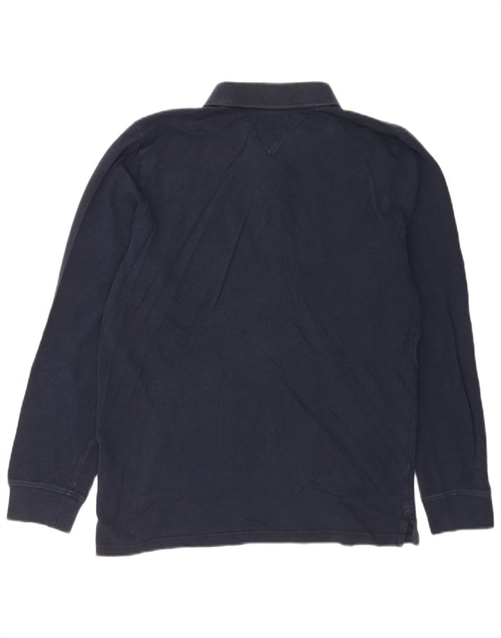 Camisa polo masculina de manga comprida Tommy Hilfiger de algodão azul marinho médio