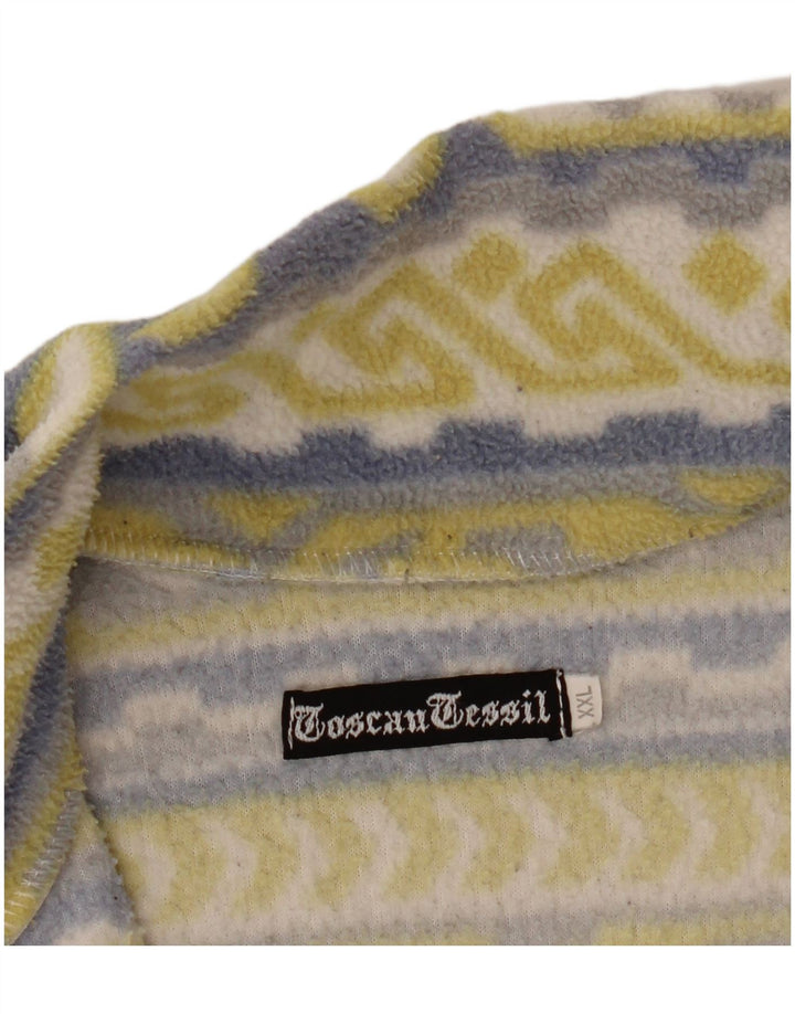 Jaqueta de lã feminina vintage UK 20 2XL amarelo geométrico