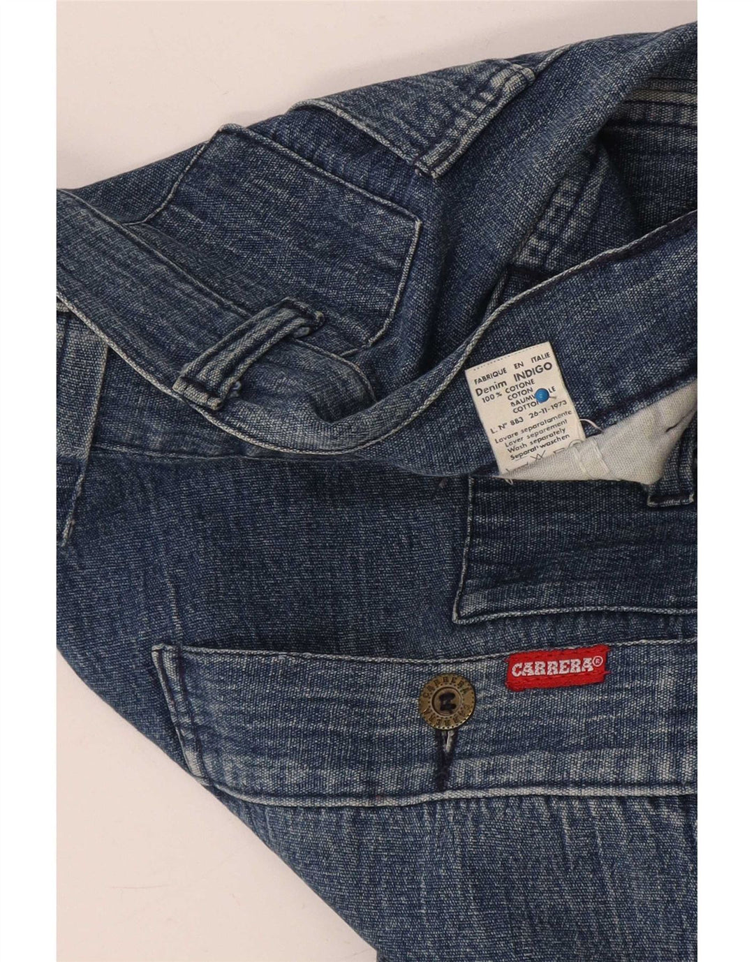 Carrera Mens Straight Jeans W34 L30 Azul Algodão