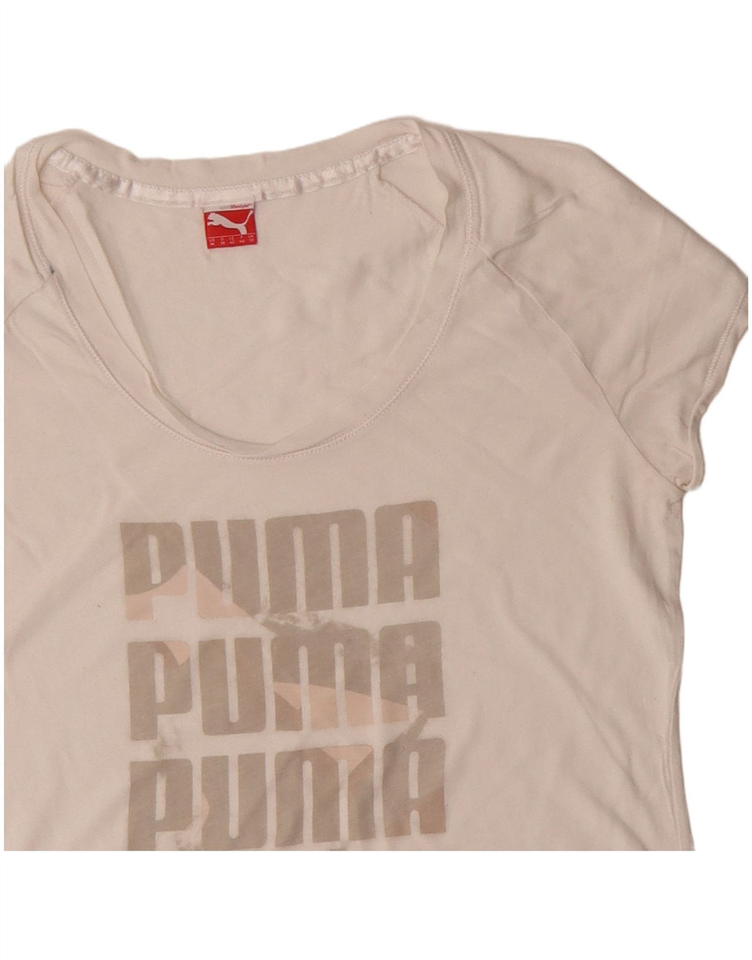 Puma Camiseta Feminina Graphic Top UK 12 Médio Branco