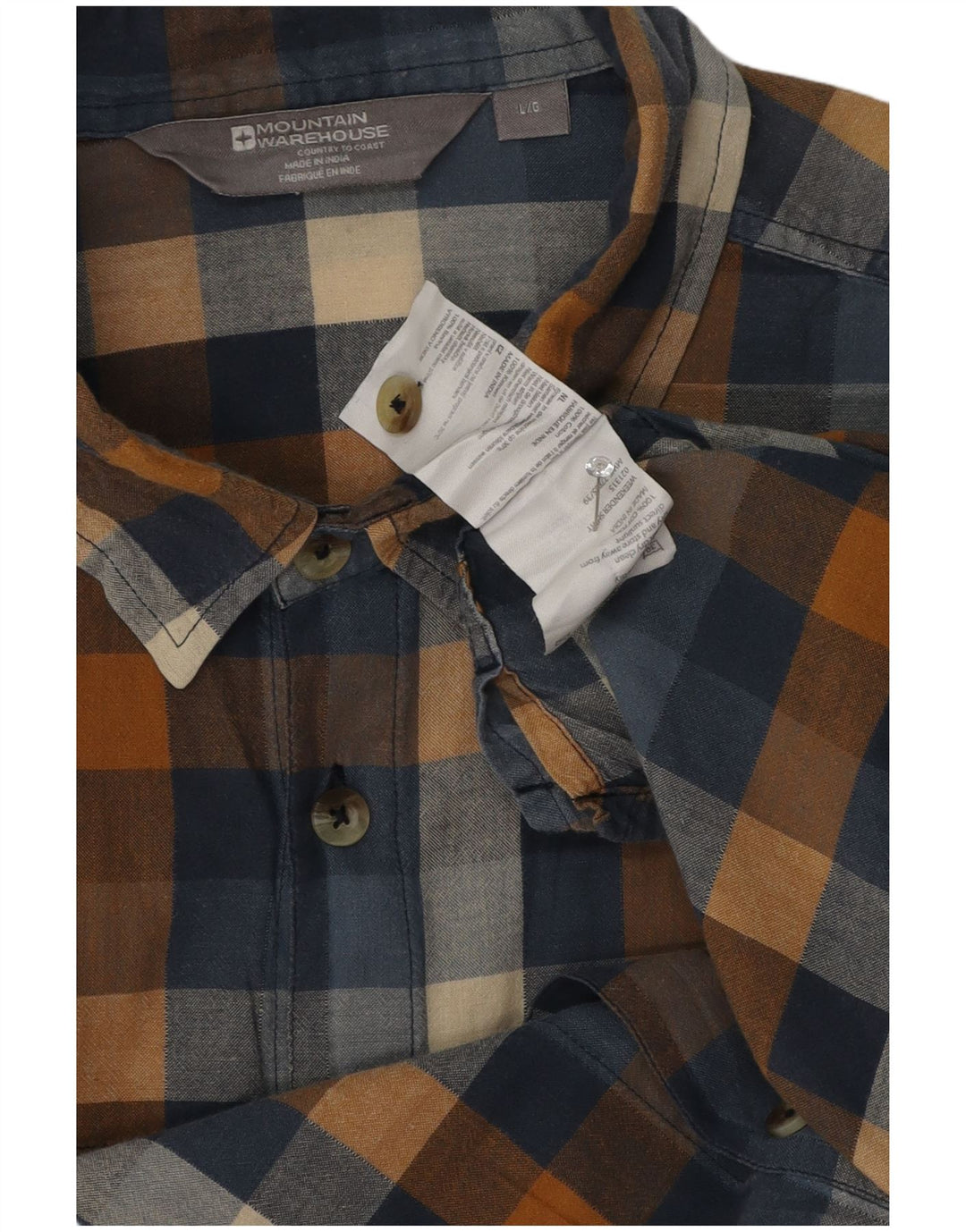 Camisa masculina de flanela de manga curta Mountain Warehouse grande xadrez azul marinho