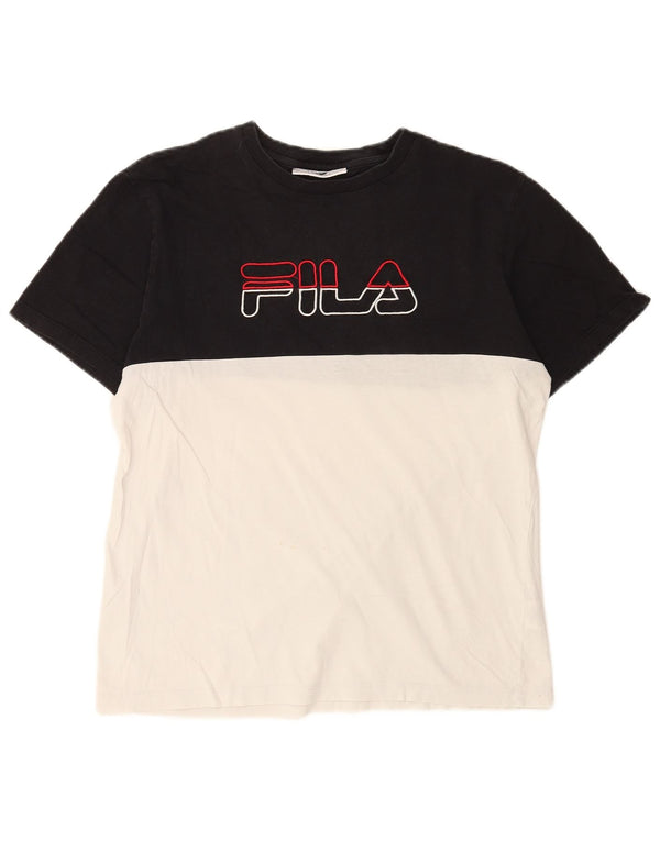 Camiseta masculina Fila Graphic Top médio preto colorblock algodão