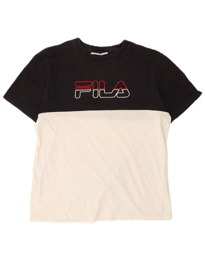 Camiseta masculina Fila Graphic Top médio preto colorblock algodão