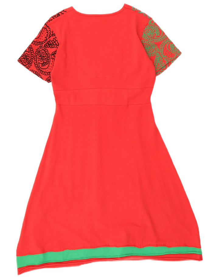 Vestido feminino Desigual com estampa A-Line UK 12 médio vermelho paisley viscose