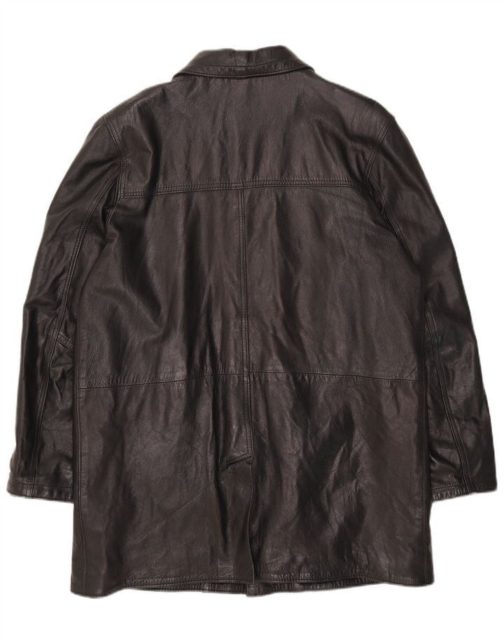 Jaqueta de couro superdimensionada masculina vintage Reino Unido 40 couro preto grande