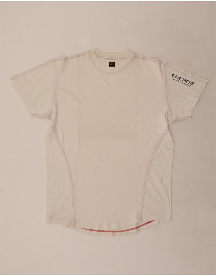 Camiseta gráfica masculina Energie Top médio algodão branco
