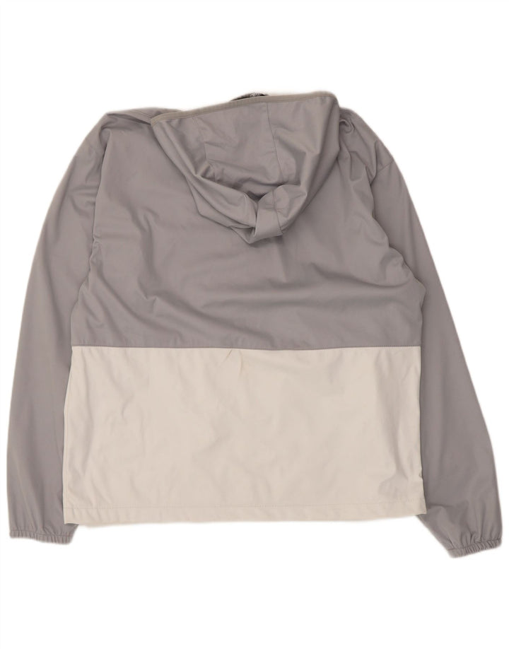 Suéter com capuz gráfico masculino New Balance grande cinza colorblock poliéster