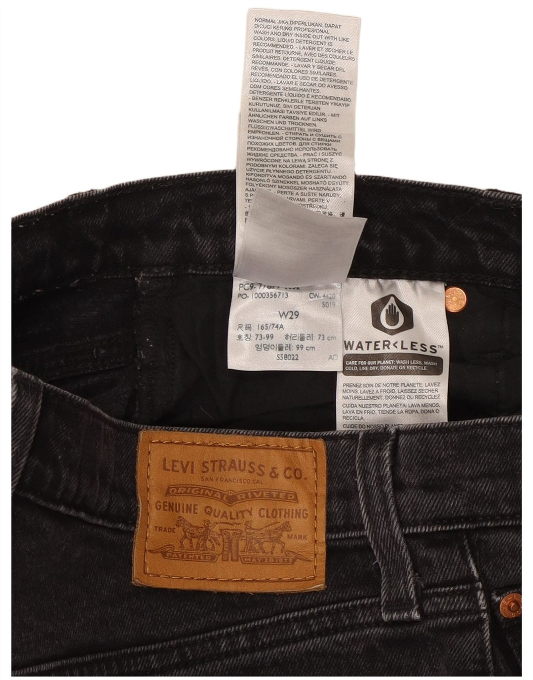 Shorts jeans feminino Levi's W29 médio algodão preto