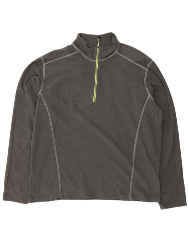 Eddie Bauer Suéter masculino de lã com zíper e gola XL poliéster cinza
